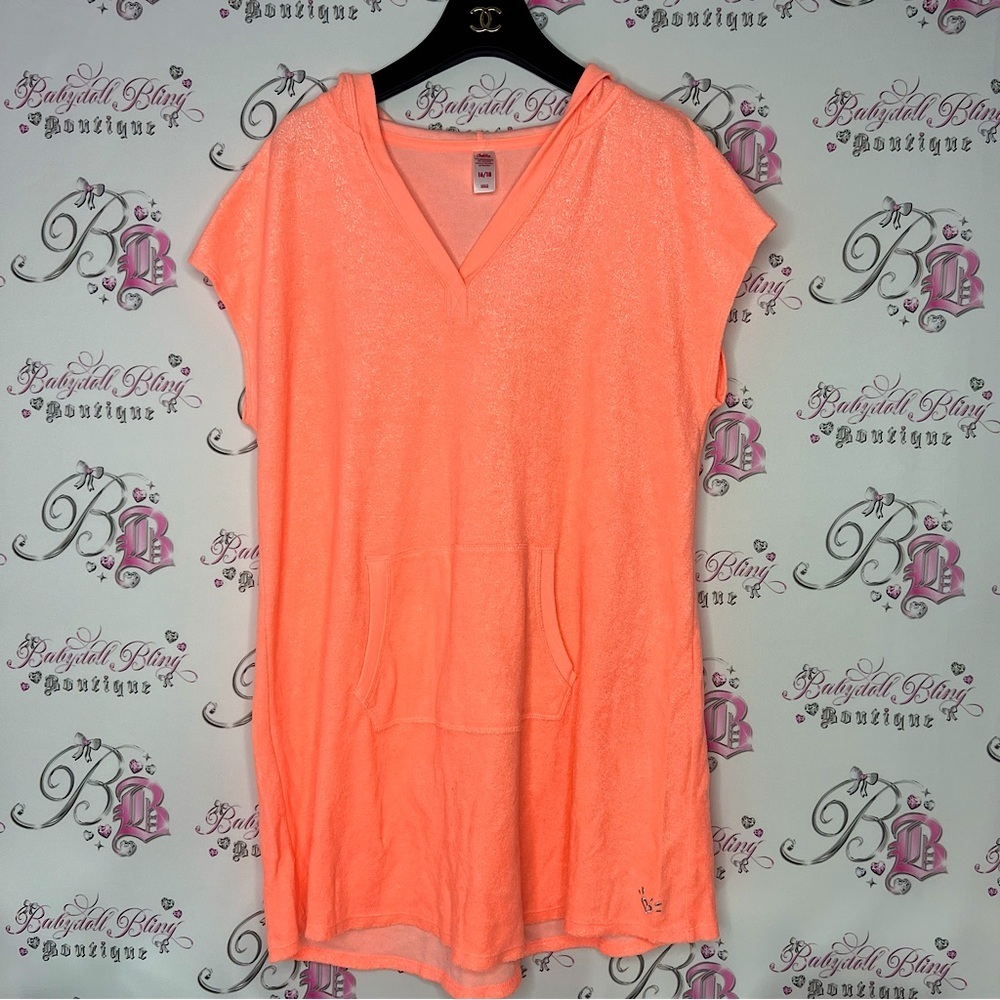 Sparkly terry cloth towel dress coverup beach swimming orange glitter bling 💎💎